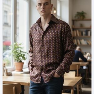 Leonardi Shiny Long Sleeve Men's Shirt. Medium.